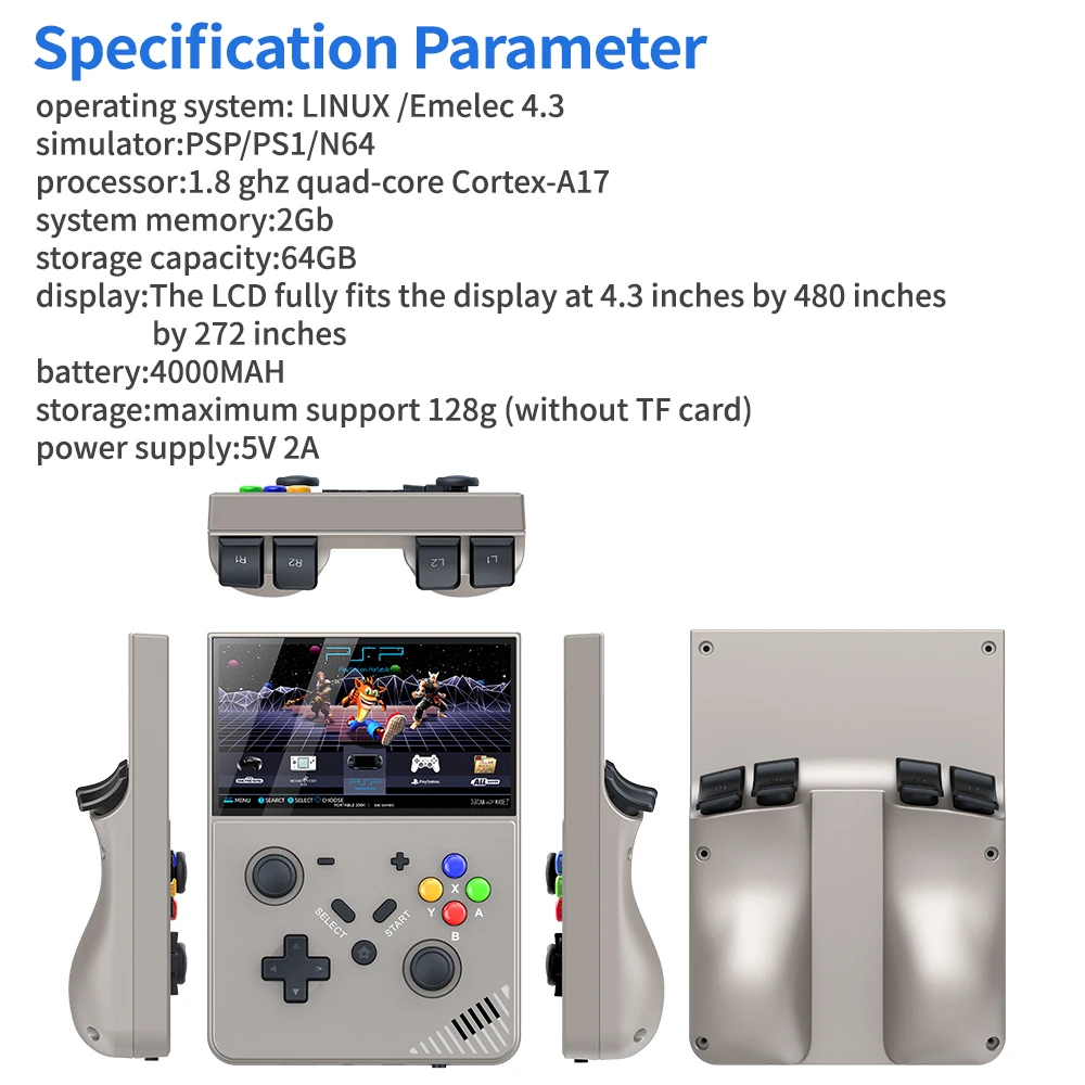 Portable Retro R43 PRO 4.3”Screen 256G Handheld Game Player 70000+ Games for PS1 PSP N64 MAME Play Anytime Anywhere Retro Gaming - Image 6