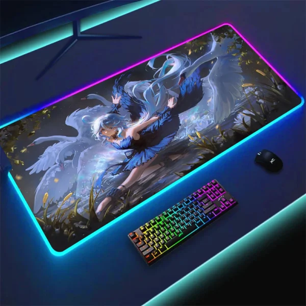 Furina Mousepad Rgb Genshin Impact Mouse Pad PC Gamer Cabinet Gaming Accessories Deskmat Room Decoration TableMat Backlight Mats - Image 4