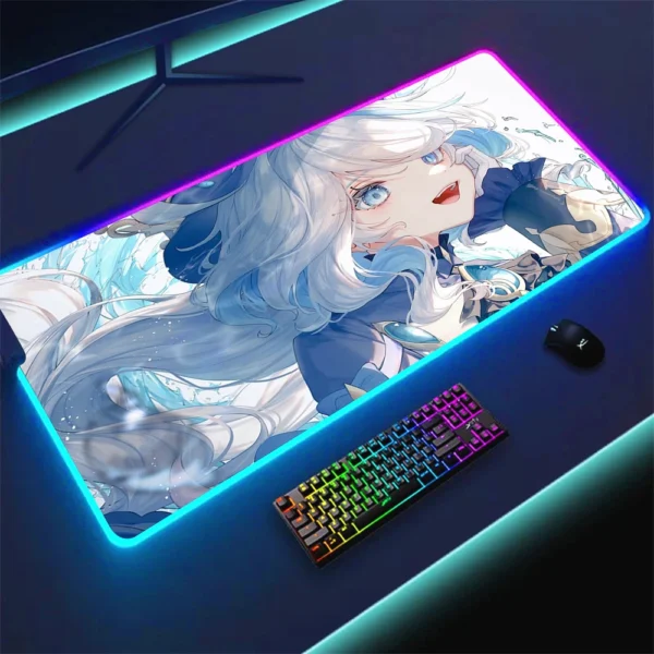 Furina Mousepad Rgb Genshin Impact Mouse Pad PC Gamer Cabinet Gaming Accessories Deskmat Room Decoration TableMat Backlight Mats - Image 3