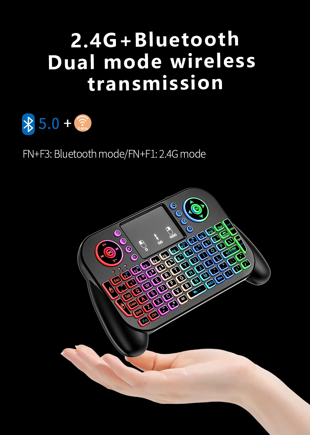 7 Color V8 Mini Wireless Bluetooth Keyboard - Image 7