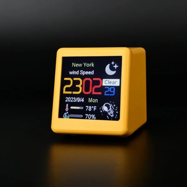 MINI Size Smart WIFI Weather Station Clock for Gaming Desktop Decoration. DIY Cute GIF Animations and Electronic Album function