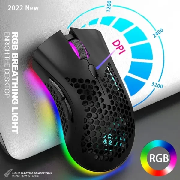 Wireless RGB Light  Honeycomb Gaming Mouse