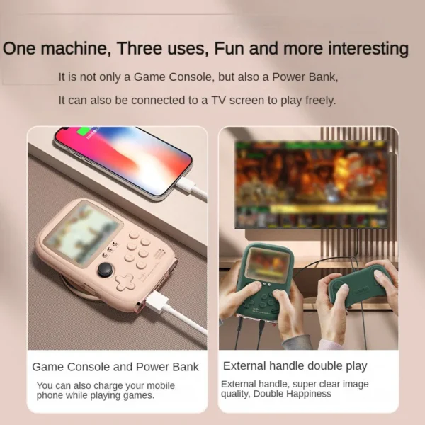 DY19 Mini Game Power Bank Portable Retro handheld Game Console 6000mAh capacity 3.2 Inch Soft Light Color Screen 10000+ Game - Image 6