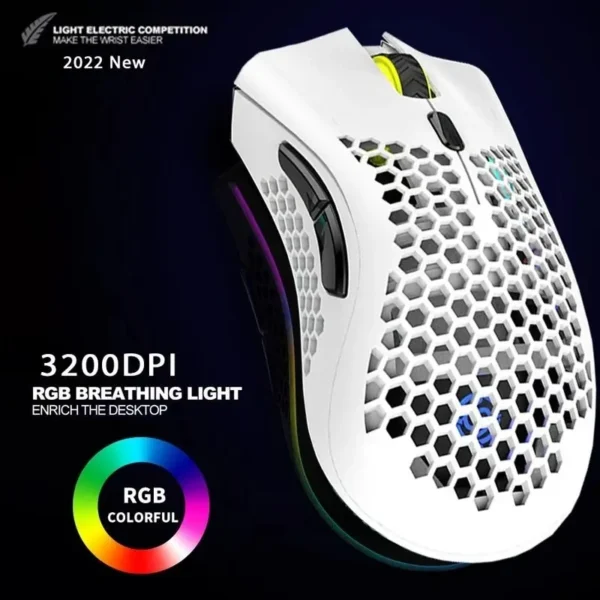 Wireless RGB Light  Honeycomb Gaming Mouse - Image 2