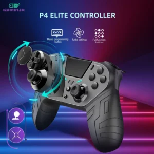 GAMINJA Wireless Controller Dual Vibration Bluetooth Gamepad With Programmable Turbo Function