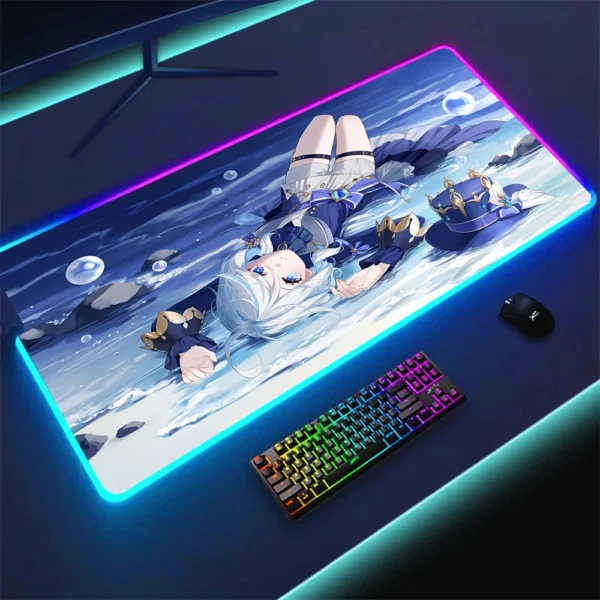 Furina Mousepad Rgb Genshin Impact Mouse Pad PC Gamer Cabinet Gaming Accessories Deskmat Room Decoration TableMat Backlight Mats - Image 2