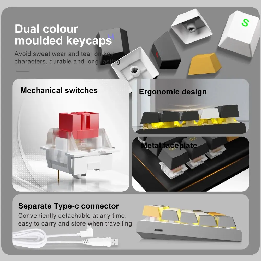 E-YOOSO Z11 USB Mechanical Gaming Wired Keyboard Red Switch 61 Keys Gamer Russian Brazilian Portuguese for Computer PC Laptop - Image 2