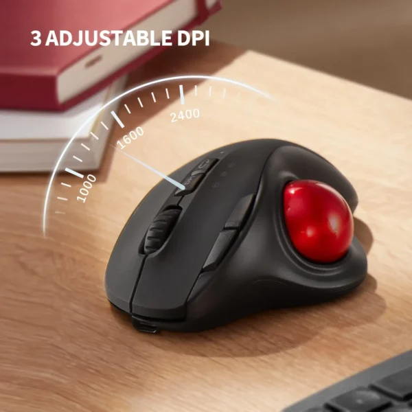 2.4G+Bluetooth Trackball Mouse Rechargeable Gaming Mouse - Image 5