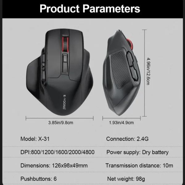 E-YOOSO X-31 USB 2.4G Large Gaming Mouse - Image 6