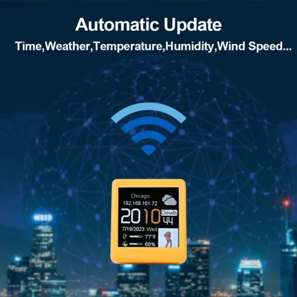 MINI Size Smart WIFI Weather Station Clock for Gaming Desktop Decoration. DIY Cute GIF Animations and Electronic Album function - Image 4