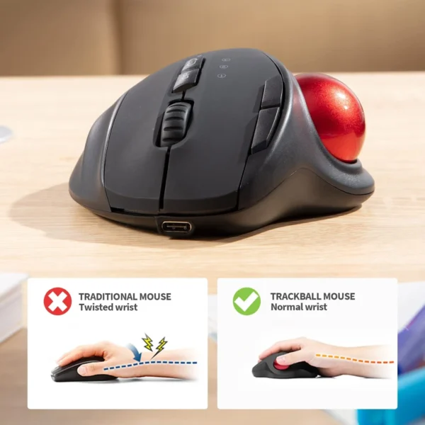 2.4G+Bluetooth Trackball Mouse Rechargeable Gaming Mouse - Image 4